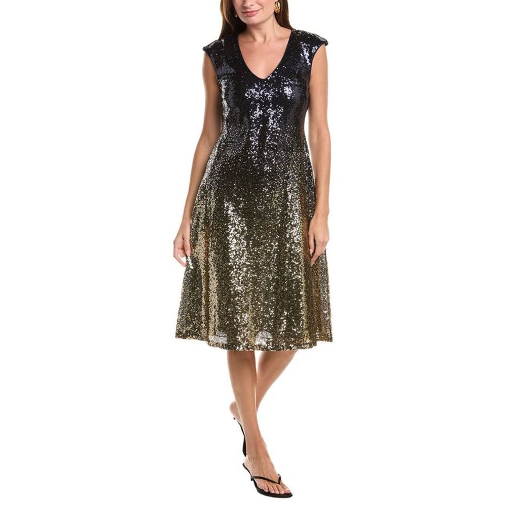 Johnny Was Womens Selya Sequin Midi Dress, Navy